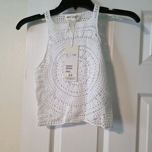H&M White Crochet Crop Top